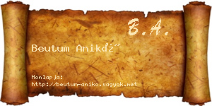Beutum Anikó névjegykártya